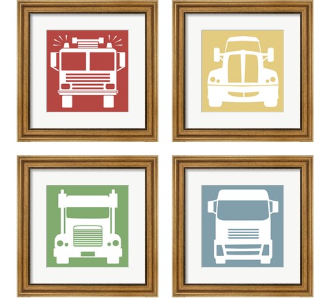 Front View Trucks Set II 4 Piece Framed Art Print Set by Color Me Happy