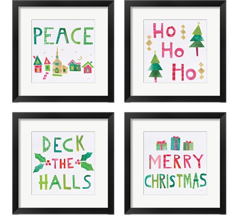 Christmas Collage 4 Piece Framed Art Print Set by Melissa Averinos