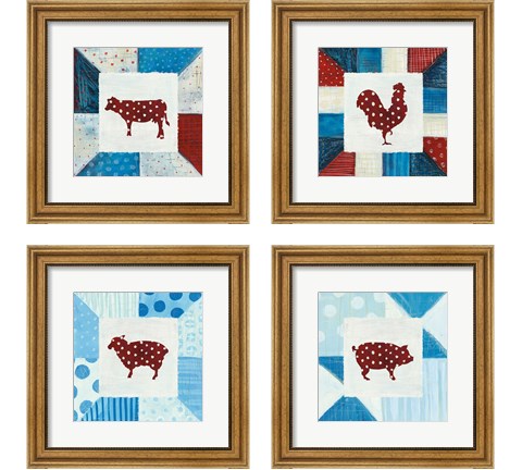 Modern Americana Farm Quilt  4 Piece Framed Art Print Set by Melissa Averinos
