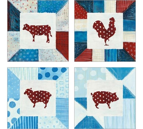 Modern Americana Farm Quilt  4 Piece Art Print Set by Melissa Averinos