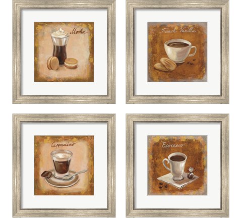 Coffee Time on Wood 4 Piece Framed Art Print Set by Silvia Vassileva
