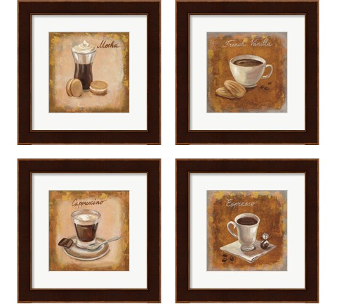 Coffee Time on Wood 4 Piece Framed Art Print Set by Silvia Vassileva