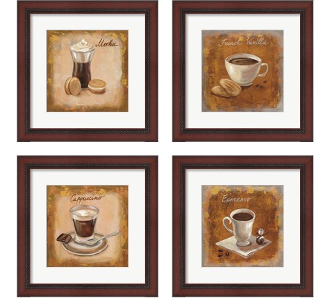 Coffee Time on Wood 4 Piece Framed Art Print Set by Silvia Vassileva