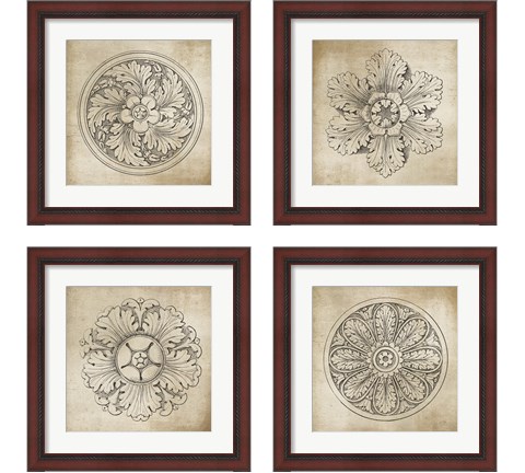 Rosette Neutral 4 Piece Framed Art Print Set by Wild Apple Portfolio