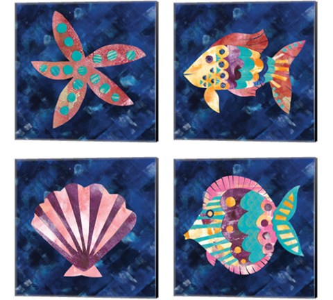 Boho Reef  4 Piece Canvas Print Set by Wild Apple Portfolio