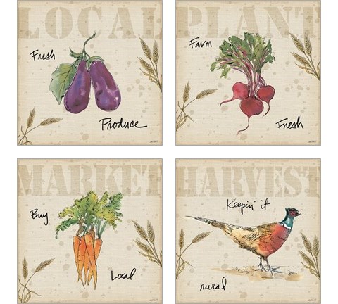 Farmers Feast 4 Piece Art Print Set by Anne Tavoletti