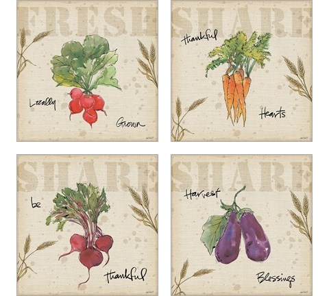 Farmers Feast Harvest 4 Piece Art Print Set by Anne Tavoletti