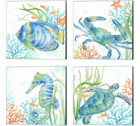 Sea Life Serenade 4 Piece Canvas Print Set by Cynthia Coulter