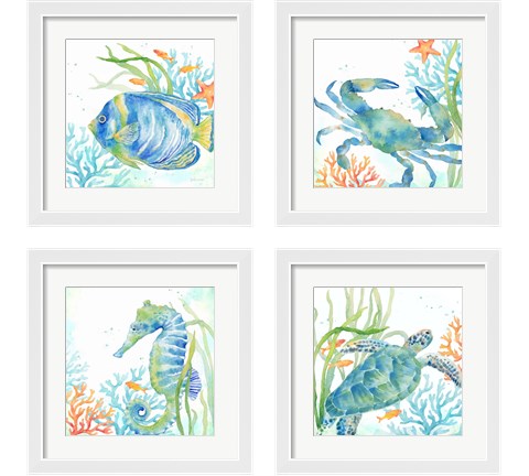 Sea Life Serenade 4 Piece Framed Art Print Set by Cynthia Coulter