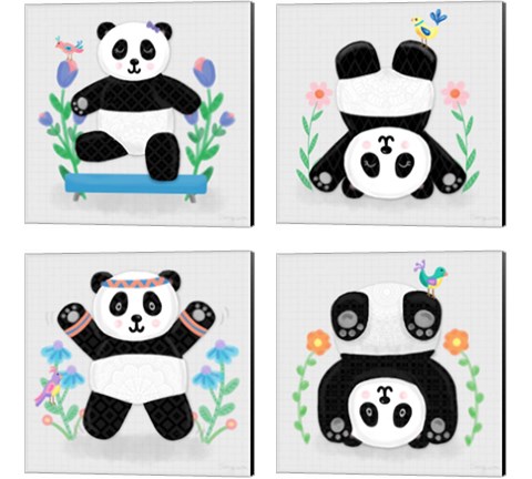 Tumbling Pandas 4 Piece Canvas Print Set by Noonday Design