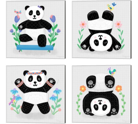 Tumbling Pandas 4 Piece Canvas Print Set by Noonday Design
