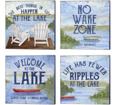 Lake Living Panel 4 Piece Canvas Print Set by Tara Reed