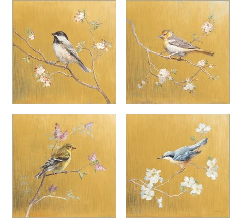 Bird on Gold 4 Piece Art Print Set by Danhui Nai
