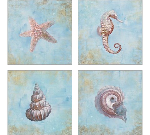 Treasures from the Sea Watercolor 4 Piece Art Print Set by Danhui Nai