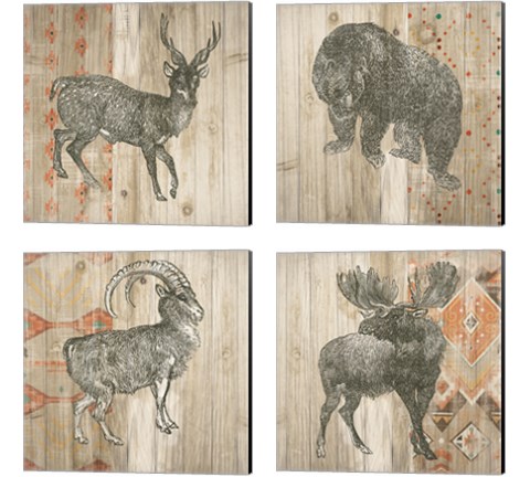 Natural History Lodge Southwest 4 Piece Canvas Print Set by Wild Apple Portfolio