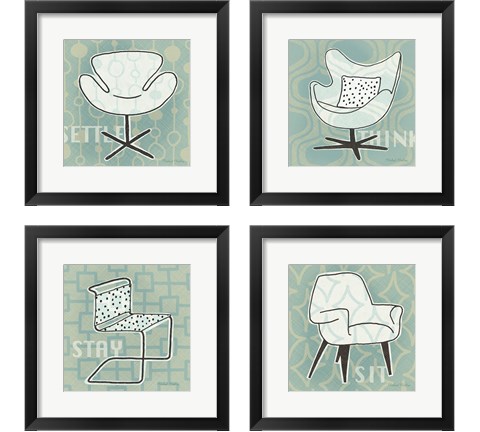 Retro Chair 4 Piece Framed Art Print Set by Michael Mullan