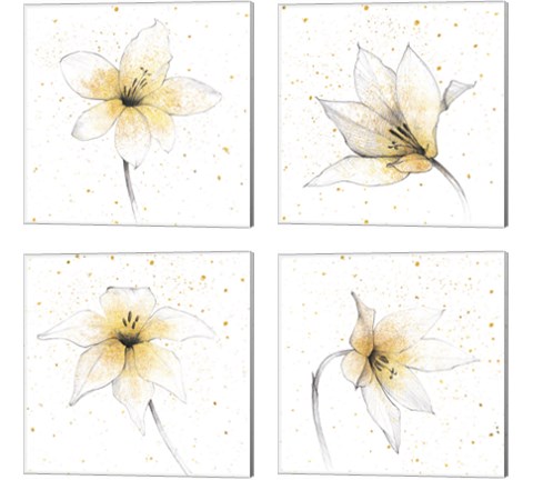Gilded Graphite Floral 4 Piece Canvas Print Set by Avery Tillmon