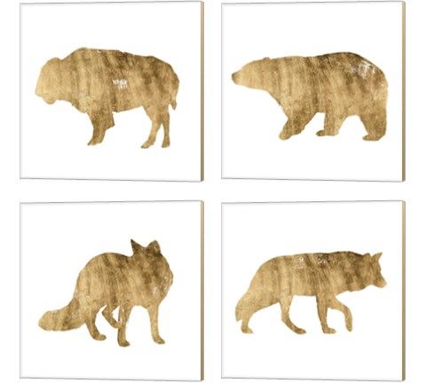 Brushed Gold Animals 4 Piece Canvas Print Set by Grace Popp