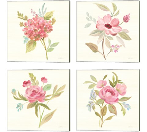 Petals and Blossoms 4 Piece Canvas Print Set by Silvia Vassileva