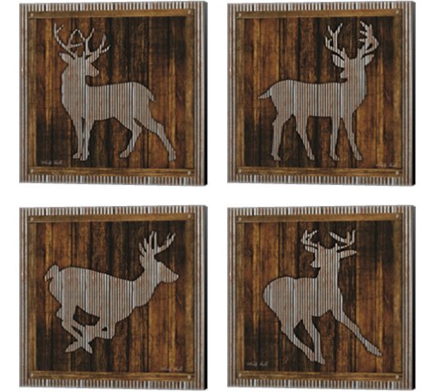 Deer Running 4 Piece Canvas Print Set by Cindy Jacobs