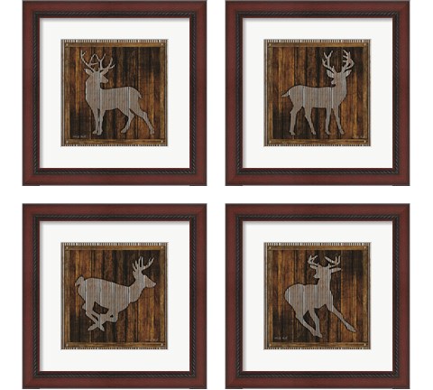 Deer Running 4 Piece Framed Art Print Set by Cindy Jacobs