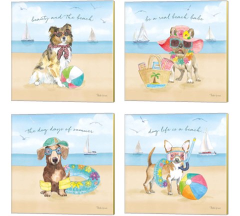 Summer Paws 4 Piece Canvas Print Set by Beth Grove