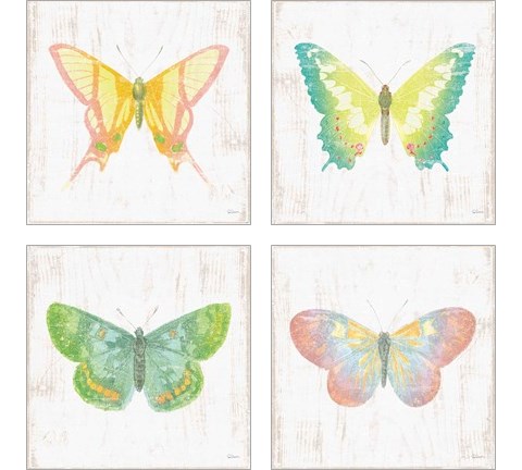 White Barn Butterflies 4 Piece Art Print Set by Sue Schlabach