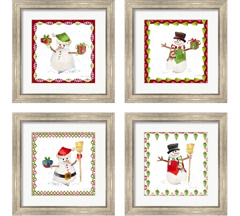 Christmas Snowman 4 Piece Framed Art Print Set by Lanie Loreth