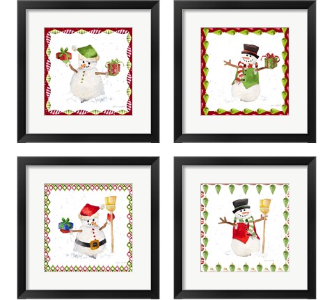 Christmas Snowman 4 Piece Framed Art Print Set by Lanie Loreth