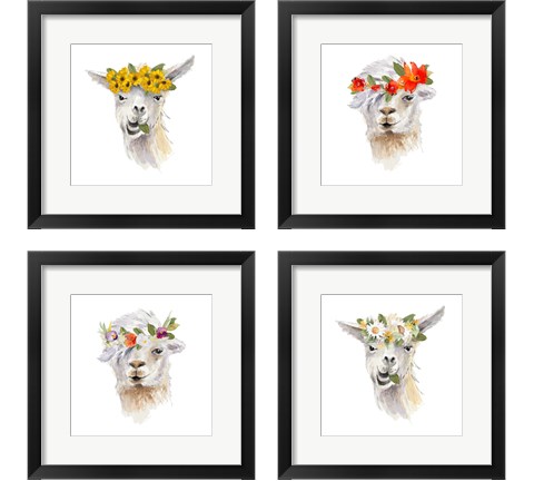 Floral Llama 4 Piece Framed Art Print Set by Lanie Loreth