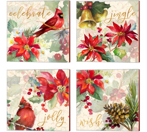 Holiday Wishes 4 Piece Canvas Print Set by Lanie Loreth