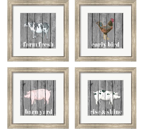 Wood Farm Grey  4 Piece Framed Art Print Set by Andi Metz