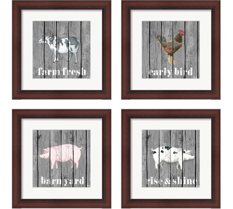 Wood Farm Grey  4 Piece Framed Art Print Set by Andi Metz