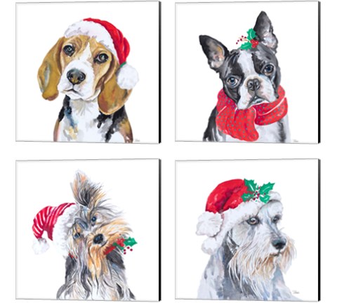 Holiday Dog 4 Piece Canvas Print Set by Patricia Pinto