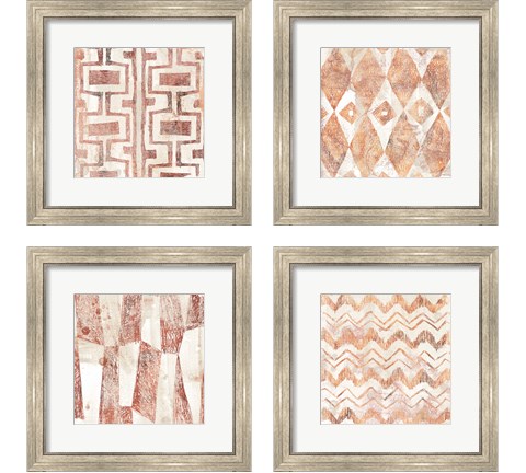 Red Earth Textile 4 Piece Framed Art Print Set by June Erica Vess