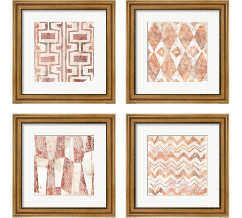 Red Earth Textile 4 Piece Framed Art Print Set by June Erica Vess