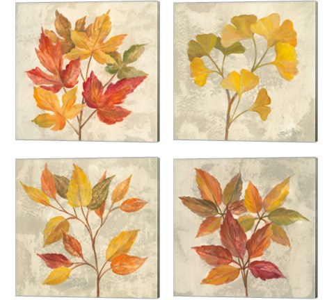 November Leaves 4 Piece Canvas Print Set by Silvia Vassileva