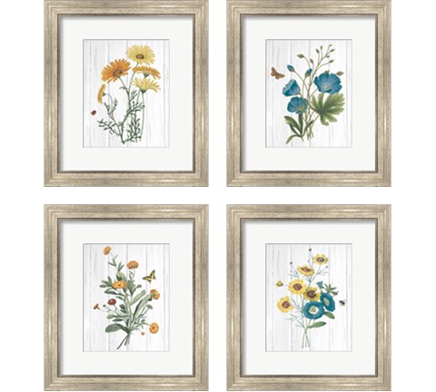 Botanical Bouquet on Wood 4 Piece Framed Art Print Set by Wild Apple Portfolio
