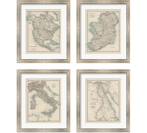 Antique Maps 4 Piece Framed Art Print Set by Walt Johnston