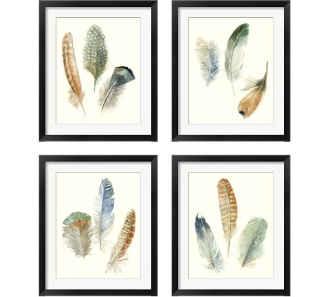 Watercolor Feathers 4 Piece Framed Art Print Set by Megan Meagher