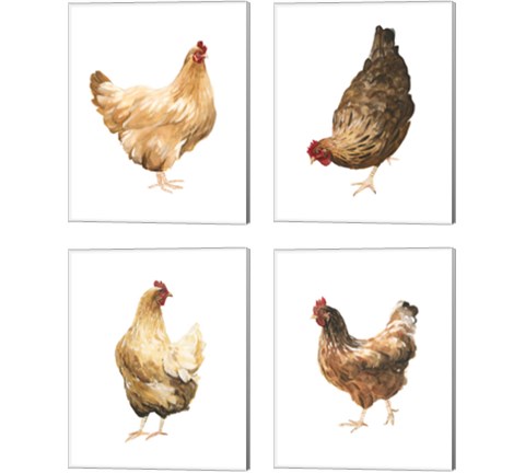 Autumn Chicken 4 Piece Canvas Print Set by Emma Scarvey