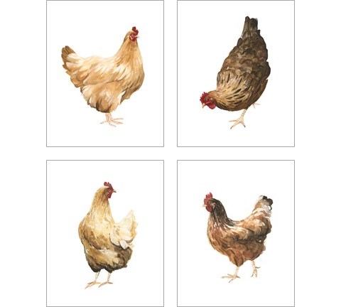 Autumn Chicken 4 Piece Art Print Set by Emma Scarvey