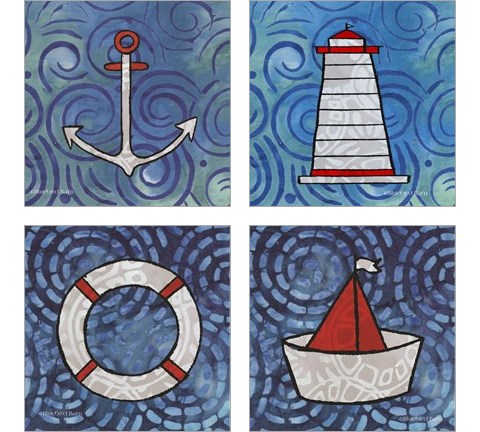 Whimsy Coastal 4 Piece Art Print Set by Bluebird Barn