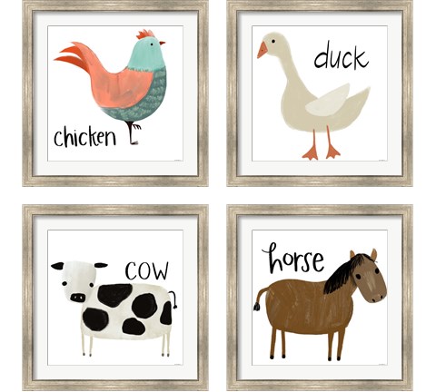Farm Animal 4 Piece Framed Art Print Set by Katie Doucette