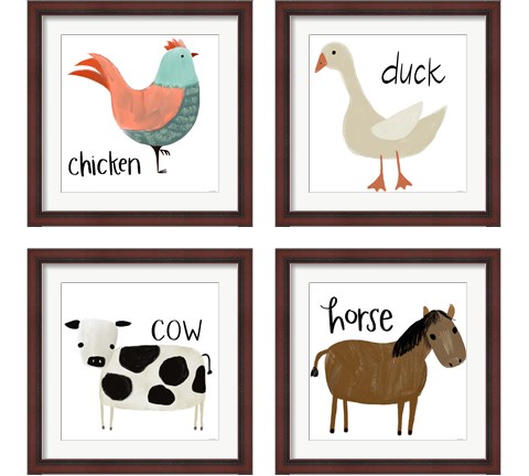 Farm Animal 4 Piece Framed Art Print Set by Katie Doucette