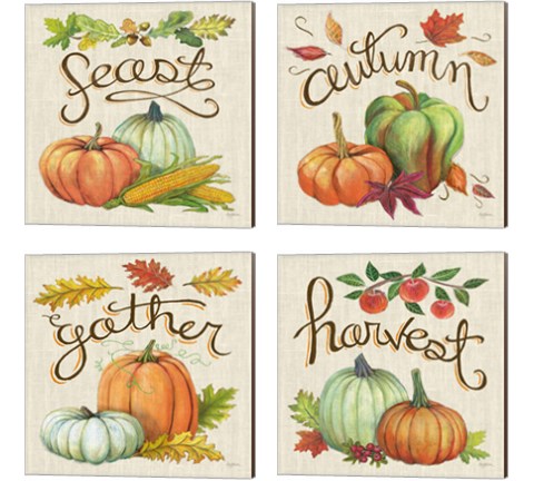 Autumn Harvest Linen 4 Piece Canvas Print Set by Mary Urban
