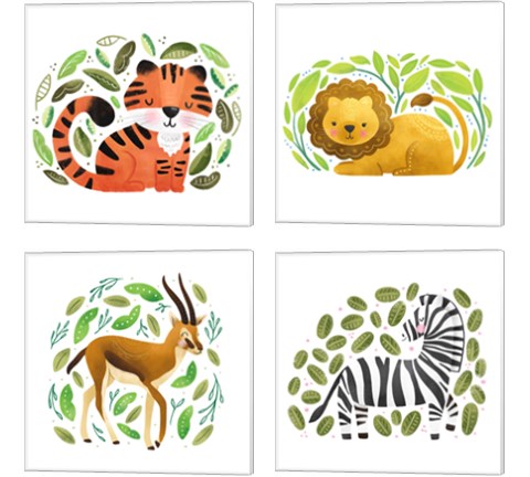 Safari Cuties  4 Piece Canvas Print Set by Noonday Design
