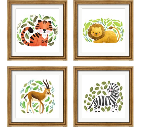 Safari Cuties  4 Piece Framed Art Print Set by Noonday Design