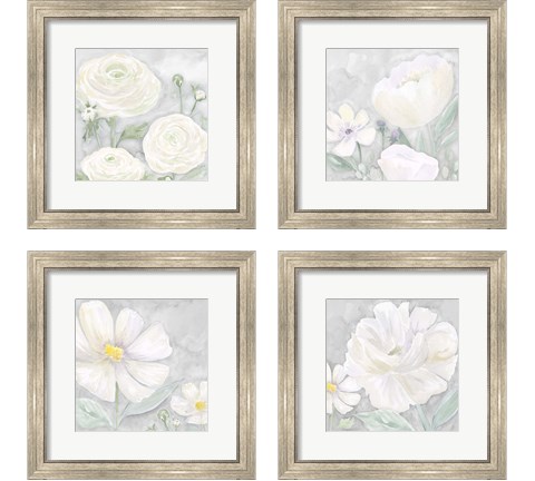 Peaceful Repose Floral on Gray  4 Piece Framed Art Print Set by Tara Reed