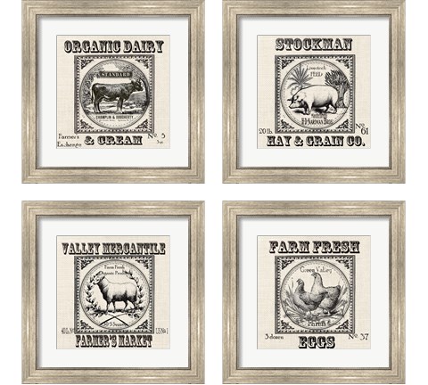 Farmhouse Grain Sack Label 4 Piece Framed Art Print Set by Tre Sorelle Studios